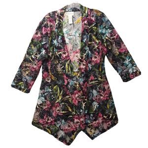 Drapers & Damons Lace Cascade Jacket Womens Medium Floral Tropical Palette Lace